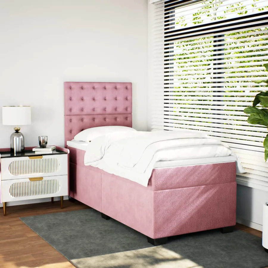 Sommier à lattes de lit avec matelas Rose 100x200 cm Velours - 3