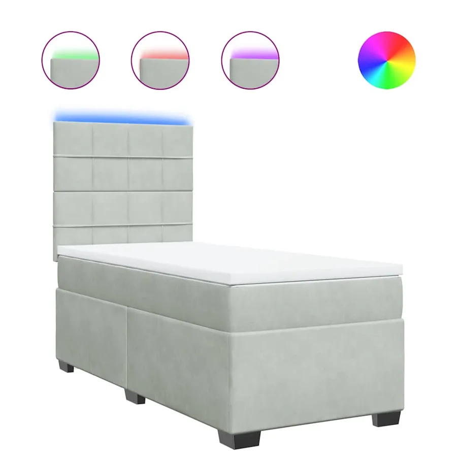 Sommier à lattes de lit et matelas Gris clair 100x200cm Velours - 2