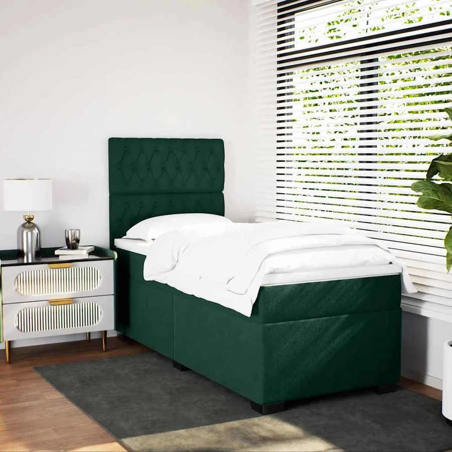 Sommier à lattes de lit avec matelas Vert foncé 100x200 cm - 4