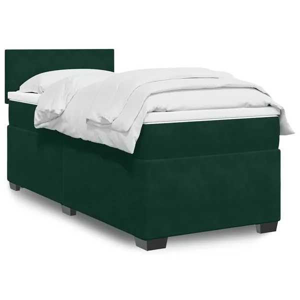 Sommier à lattes de lit avec matelas Vert foncé 100x200 cm