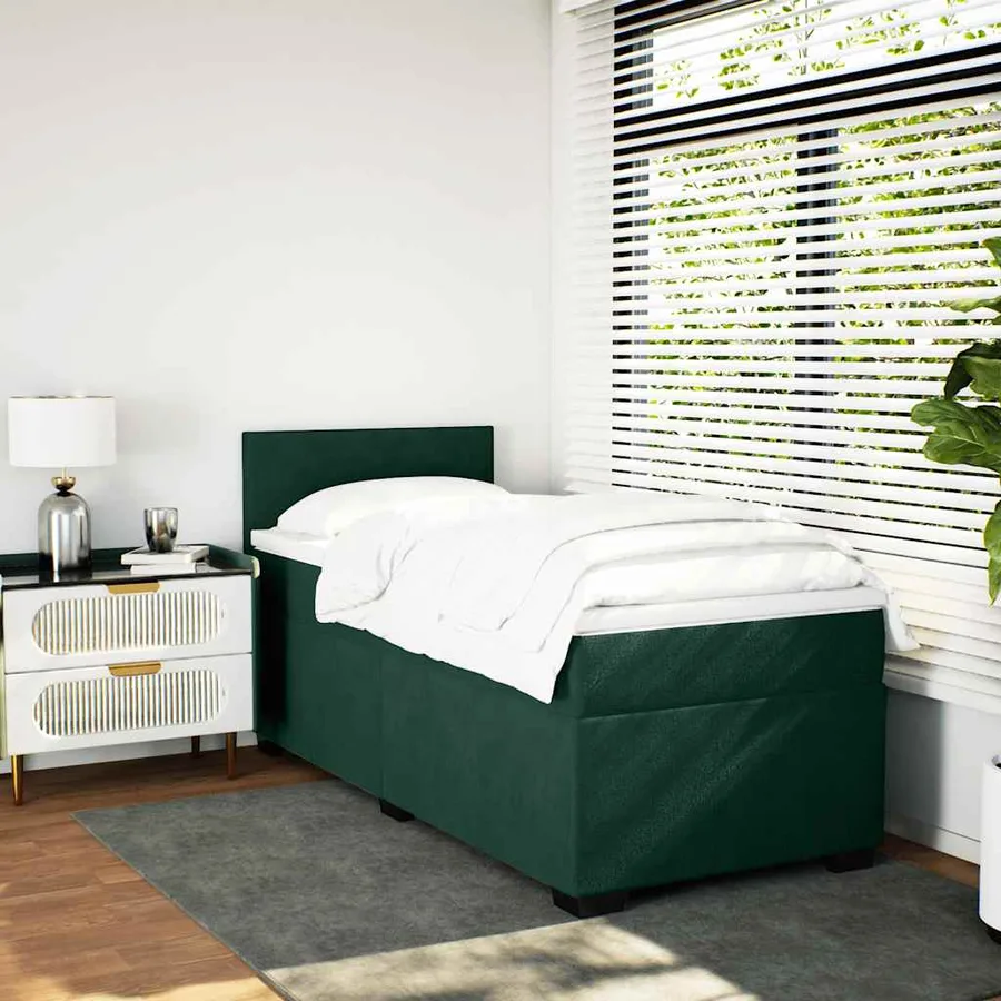 Sommier à lattes de lit avec matelas Vert foncé 100x200 cm - 3