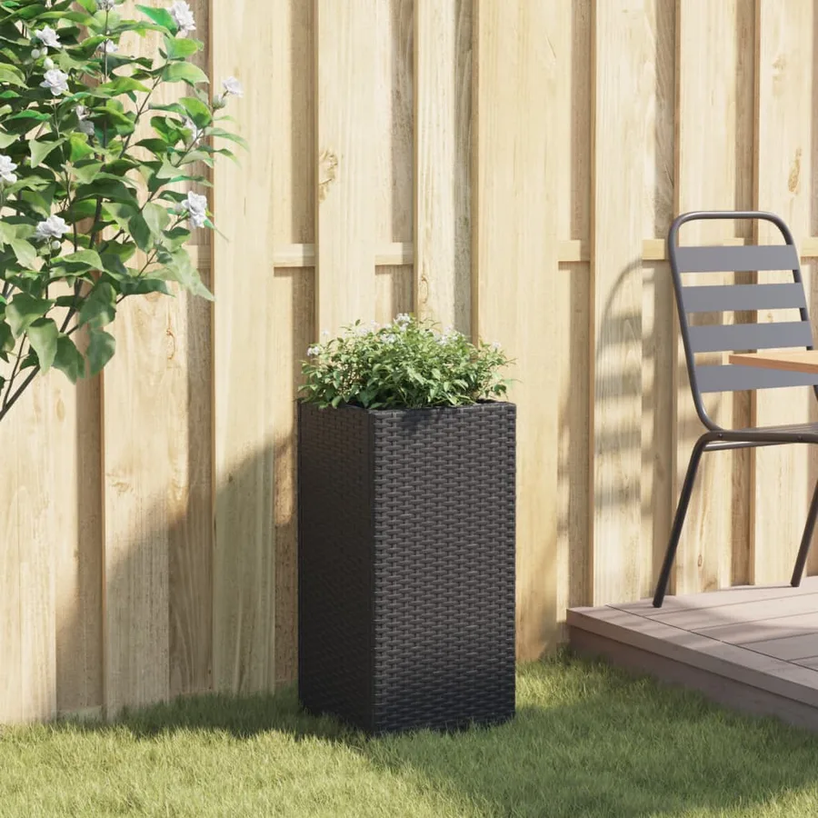 Jardinière noir 30x30x60 cm résine tressée - 3