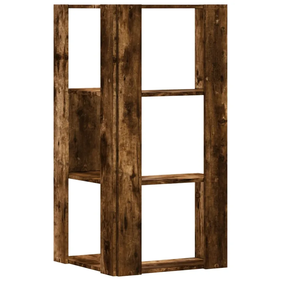 Bibliothèque d'angle à 3 niveaux chêne fumé bois d'ingénierie - 6