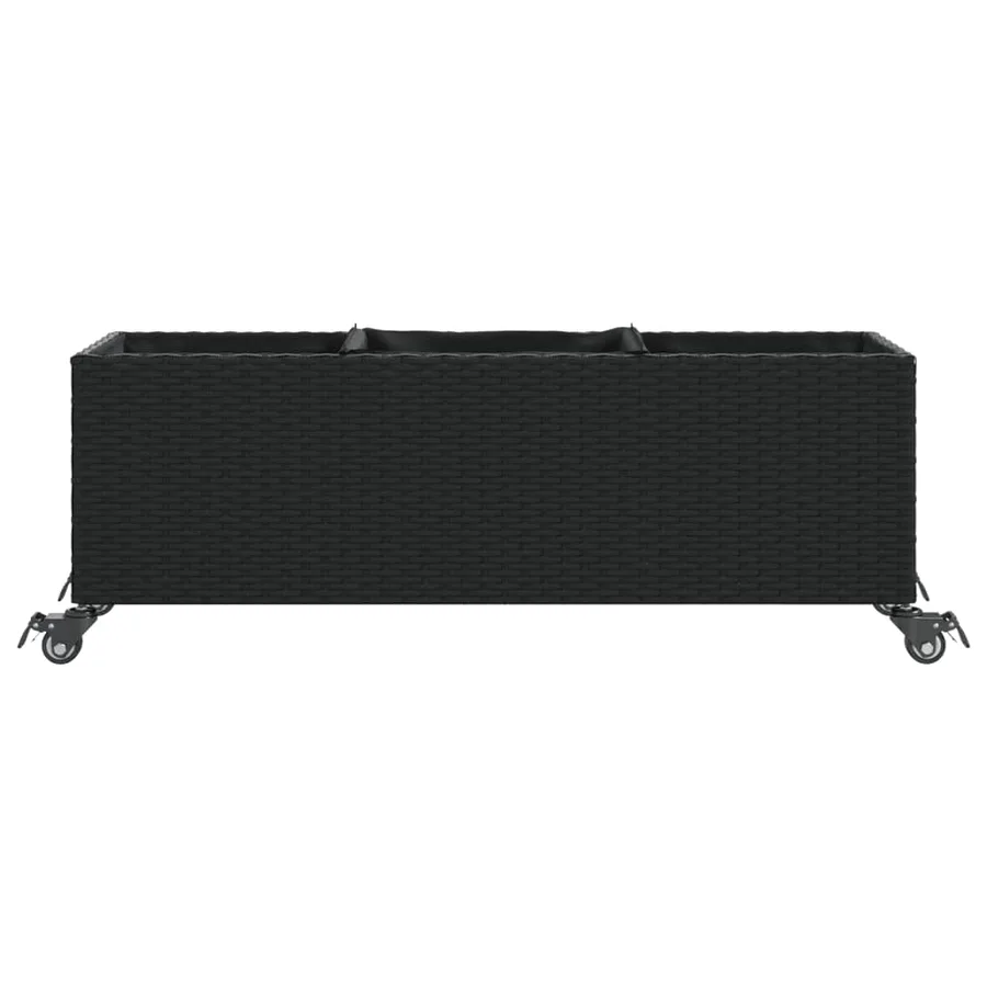Jardinières et roulettes 2 pcs noir 107x32x38 cm résine tressée - 6
