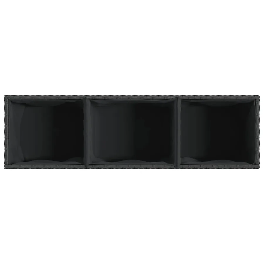 Jardinières et roulettes 2 pcs noir 107x32x38 cm résine tressée - 9