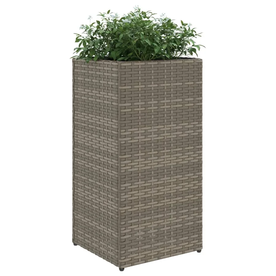 Jardinière Gris 30x30x60 cm résine tressée - 4