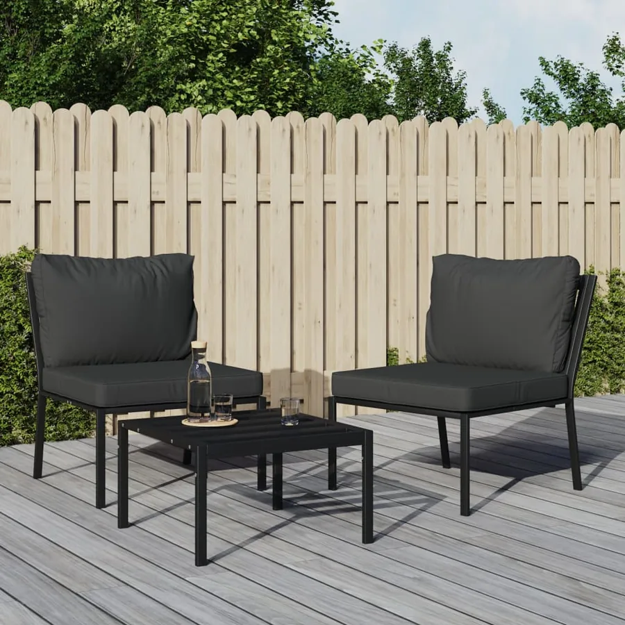 Garden chairs with grey cushions set of 2 60x74x79 cm Steel