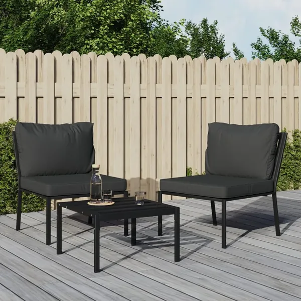 Garden chairs with grey cushions set of 2 60x74x79 cm Steel