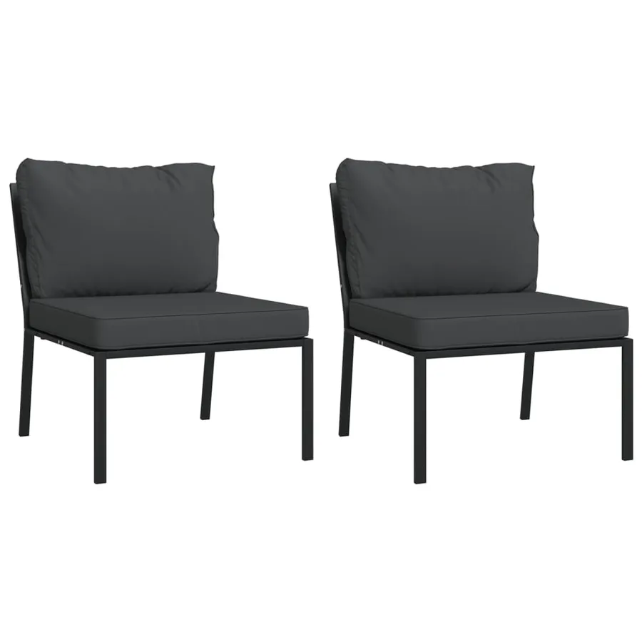 Chaises de jardin avec coussins gris lot de 2 60x74x79 cm acier - 2