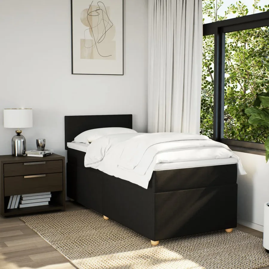 Sommier à lattes de lit et matelas Noir 80x200 cm Tissu - 3