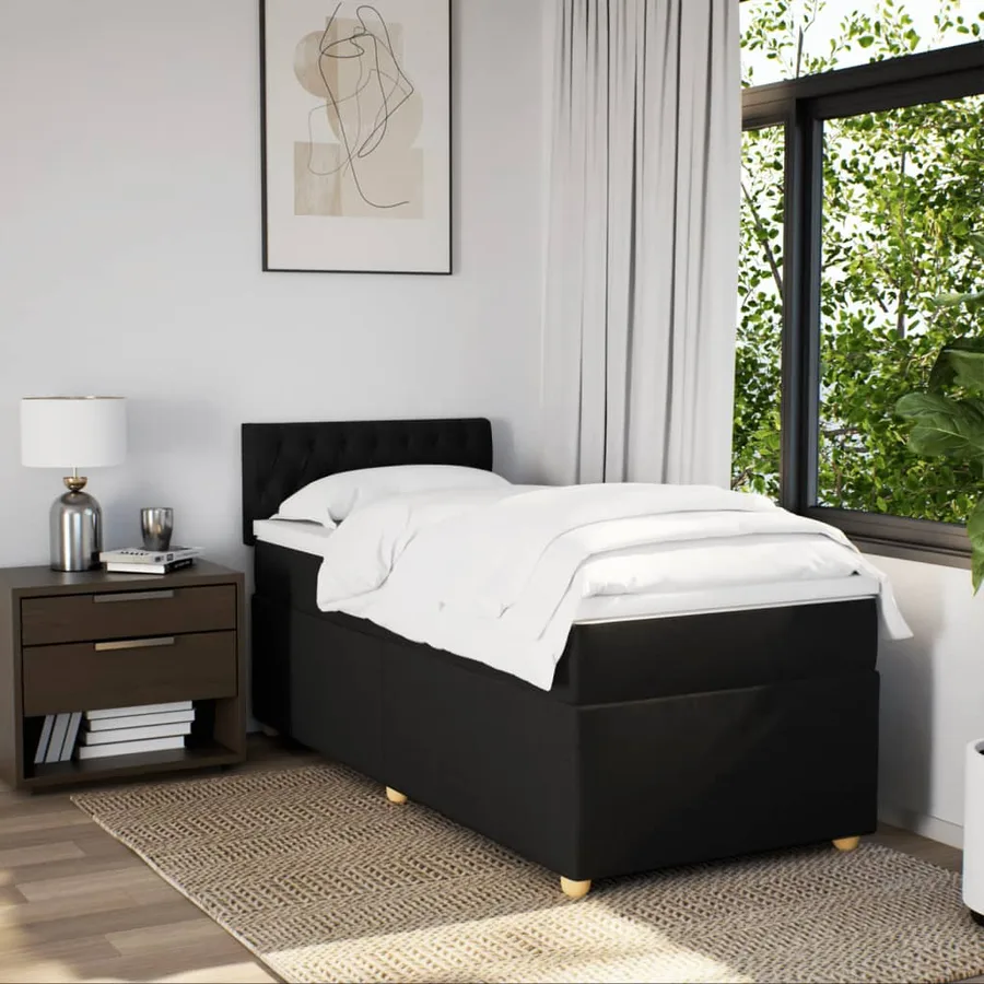 Sommier à lattes de lit et matelas Noir 80x200 cm Tissu - 4