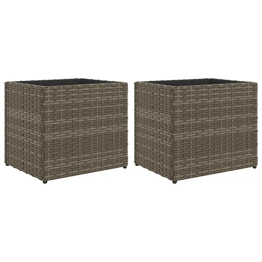 Jardinières 2 pcs gris 36x30x32 cm résine tressée - 2
