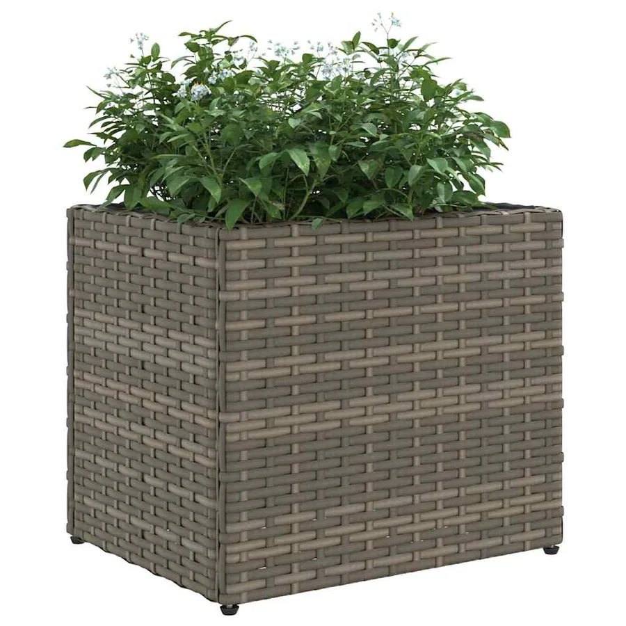 Jardinières 2 pcs gris 36x30x32 cm résine tressée - 4