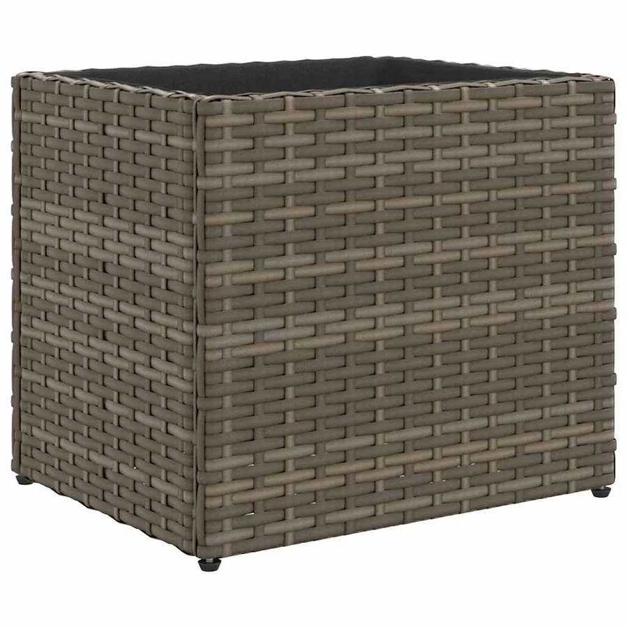 Jardinières 2 pcs gris 36x30x32 cm résine tressée - 5