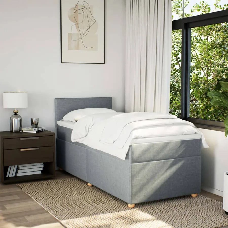 Sommier à lattes de lit avec matelas gris clair 80x200 cm tissu - 3