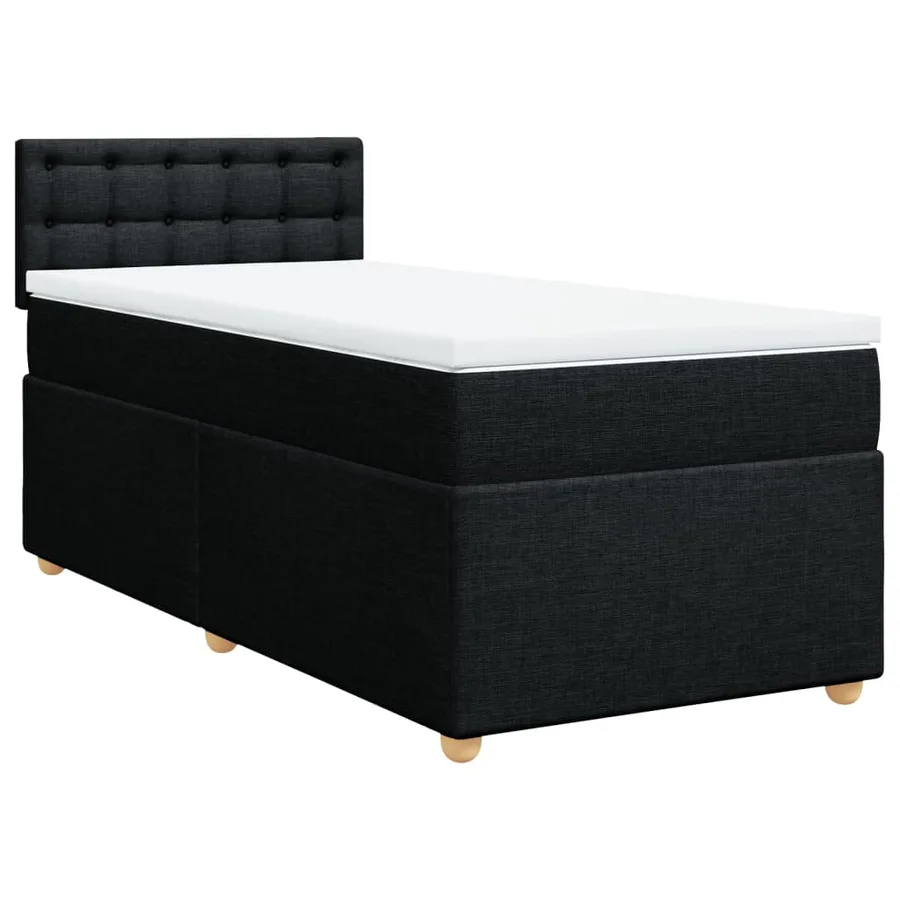 Sommier à lattes de lit et matelas Noir 80x200 cm Tissu - 2