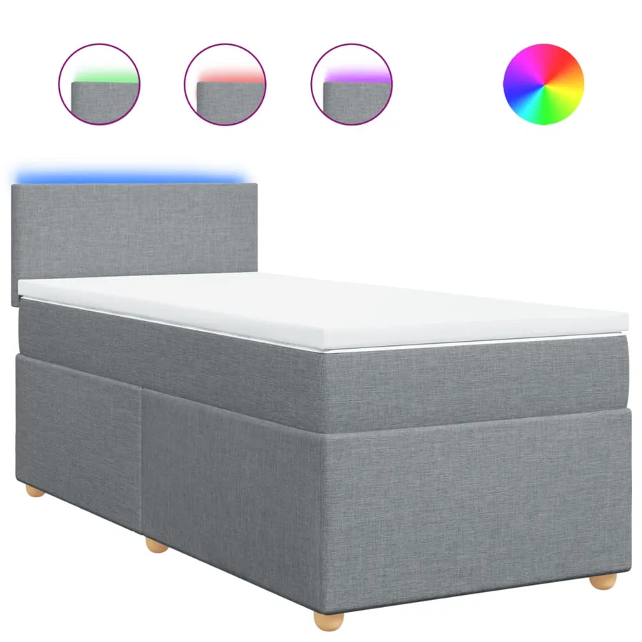 Sommier à lattes de lit avec matelas gris clair 80x200 cm tissu - 2