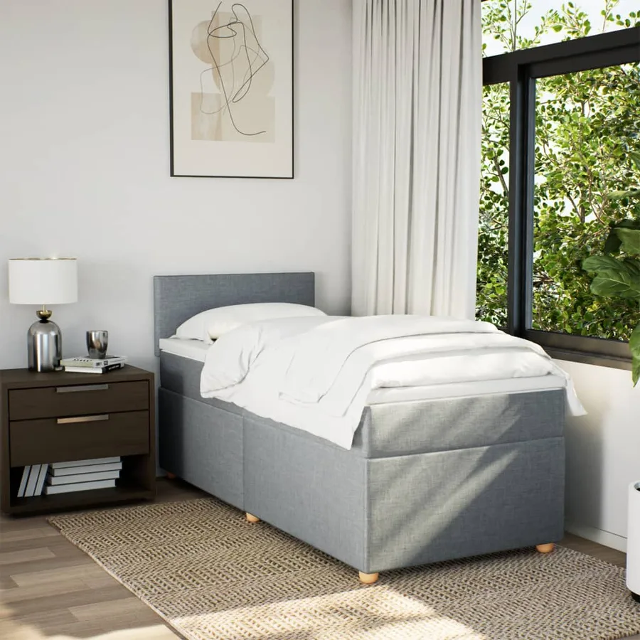 Sommier à lattes de lit avec matelas gris clair 80x200 cm tissu - 4