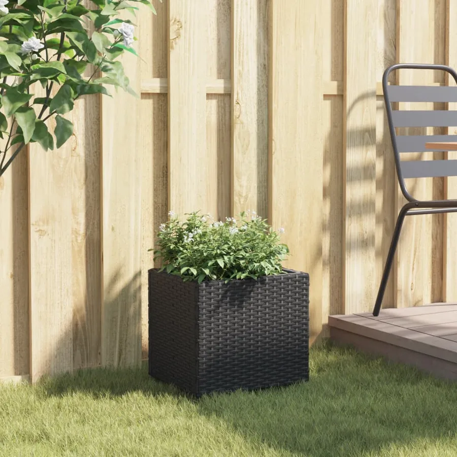 Jardinière noir 36x30x32 cm résine tressée - 3