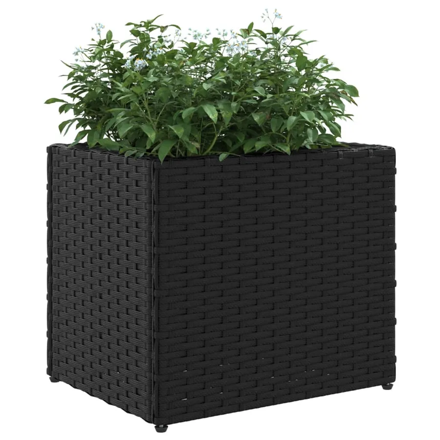 Jardinière noir 36x30x32 cm résine tressée - 4