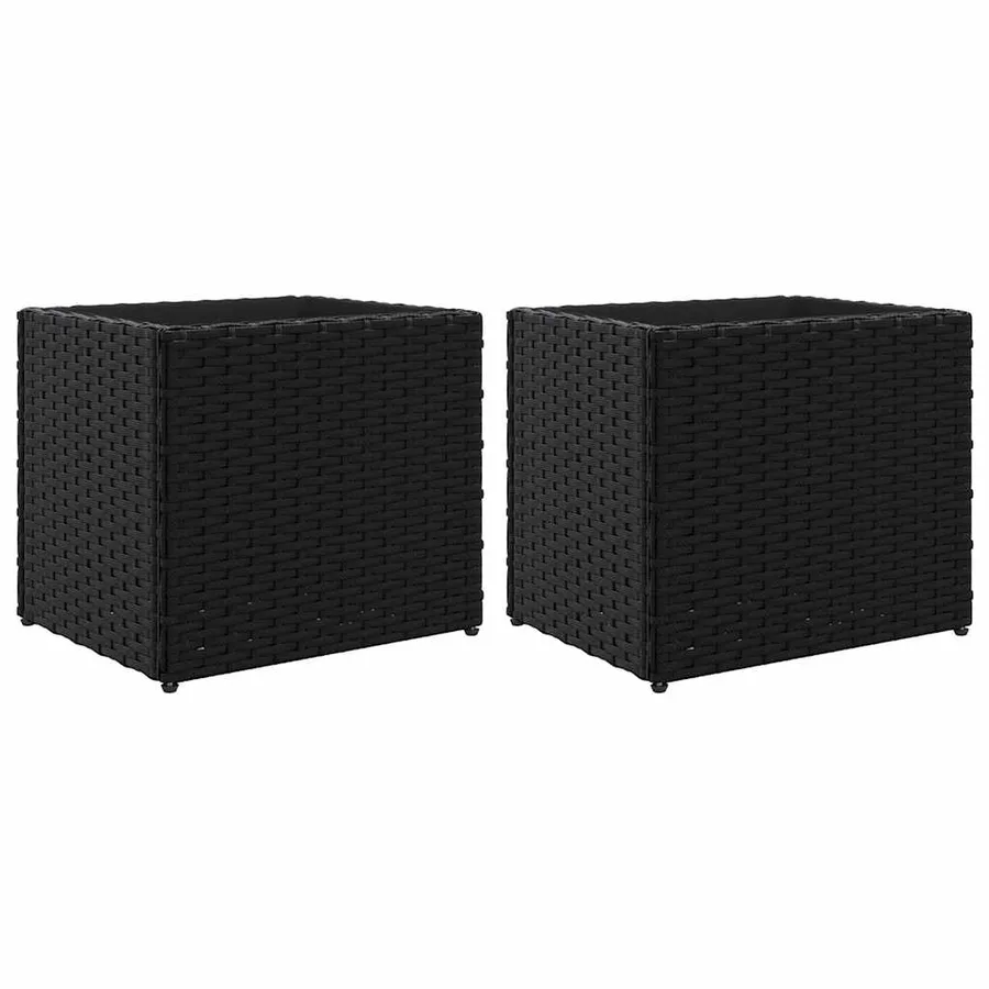 Jardinières 2 pcs noir 36x30x32 cm résine tressée - 2