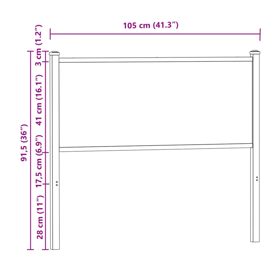 Tête de lit de remplacement chêne fumé 100 cm bois d'ingénierie et acier - 7