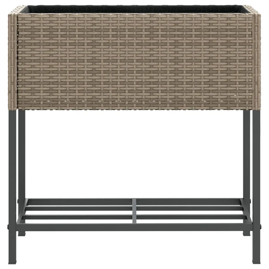 Jardinières avec étagère 2 pcs gris 70x28x70 cm résine tressée - 6