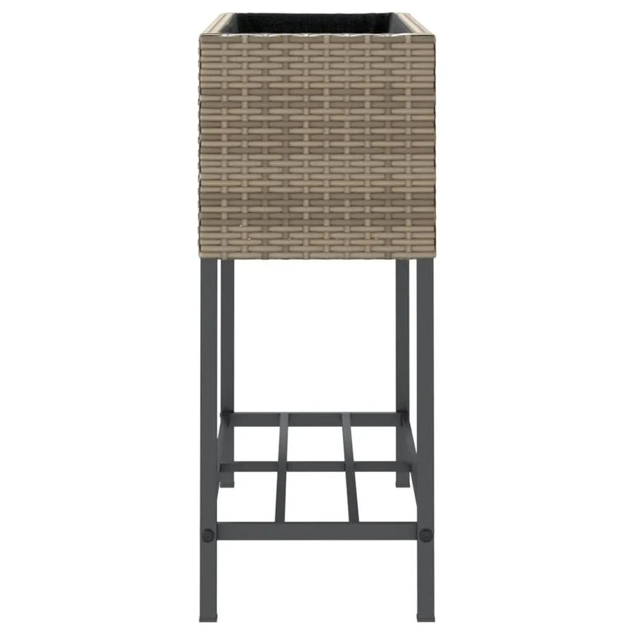 Jardinières avec étagère 2 pcs gris 70x28x70 cm résine tressée - 7