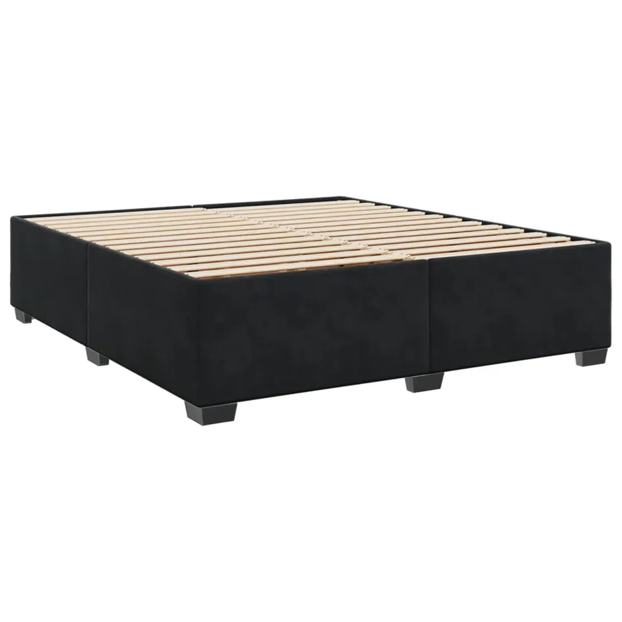 Sommier à lattes de lit et matelas Noir 200x200 cm Velours - 8