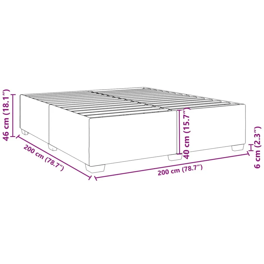 Cadre de lit sans matelas noir 200x200 cm velours - 9