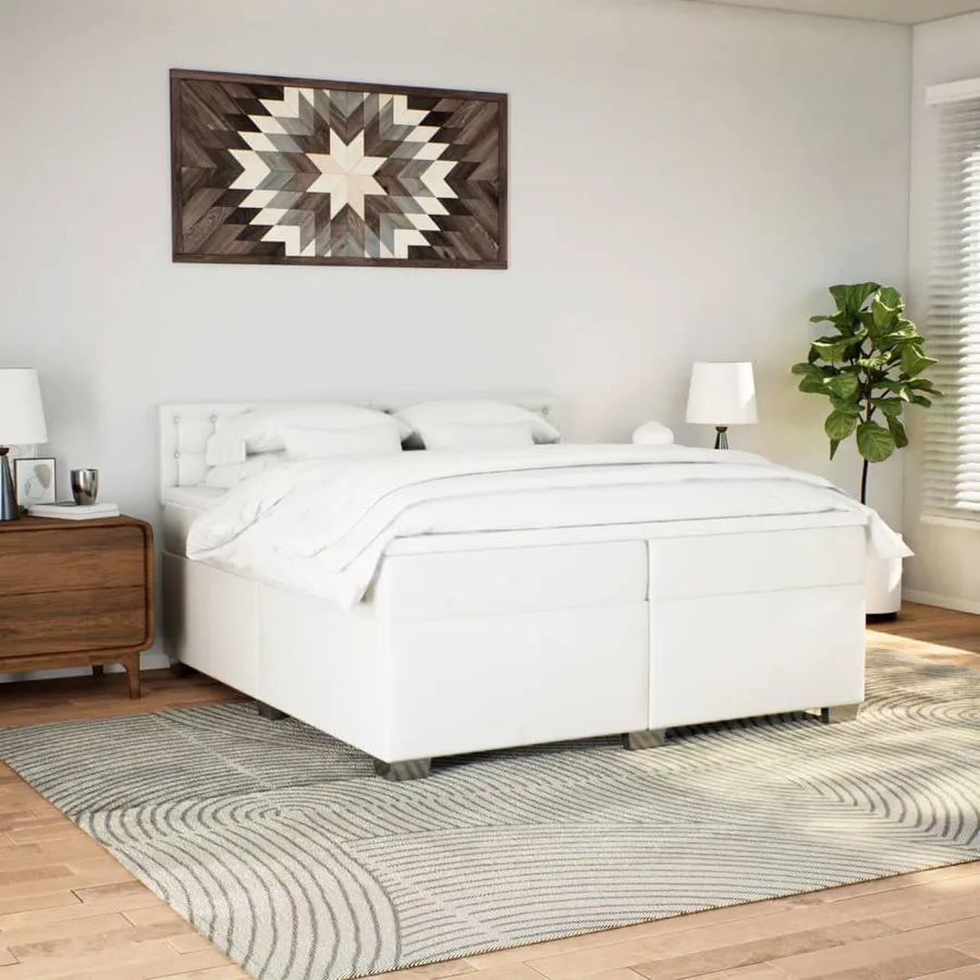 Sommier à lattes de lit avec matelas Blanc 200x200cm Similicuir - 4