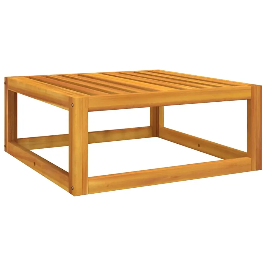 Repose-pied de jardin coussin gris clair bois massif d'acacia - 3