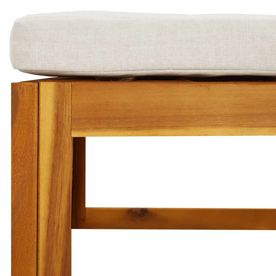 Repose-pied de jardin coussin gris clair bois massif d'acacia - 7