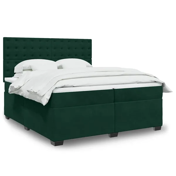 Sommier à lattes de lit et matelas Vert foncé 200x200cm Velours