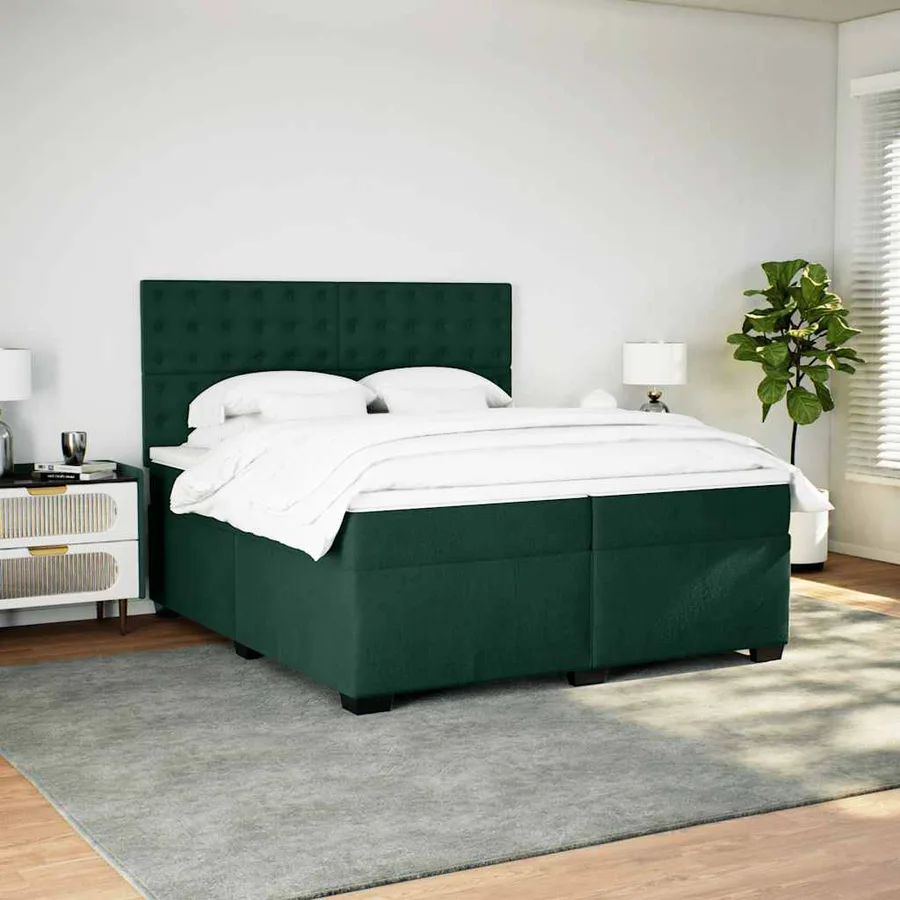Sommier à lattes de lit et matelas Vert foncé 200x200cm Velours - 3