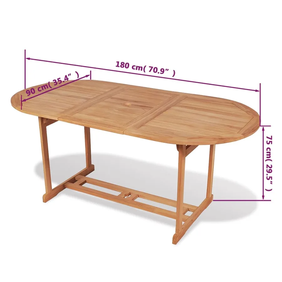 Table de jardin 180x90x75 cm Bois de teck solide - 6