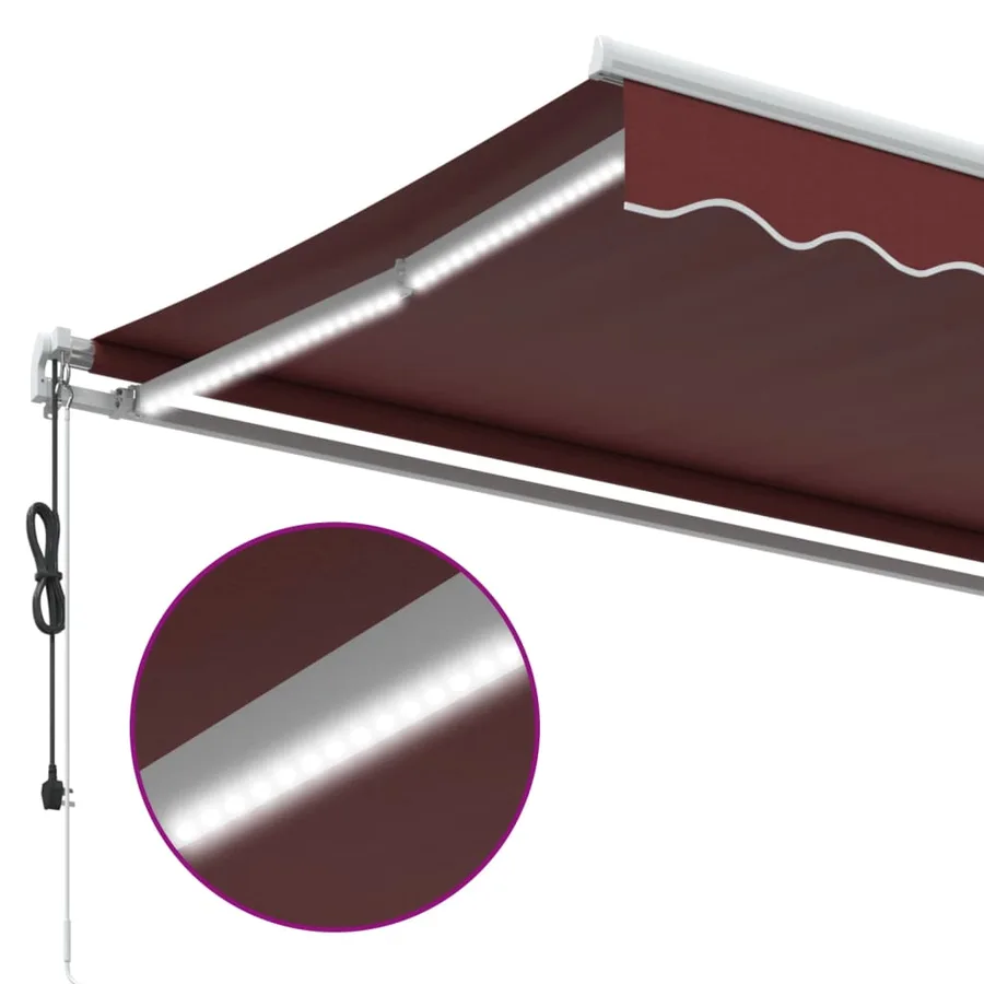 Auvent rétractable automatique avec LED bordeaux 600x350 cm - 7
