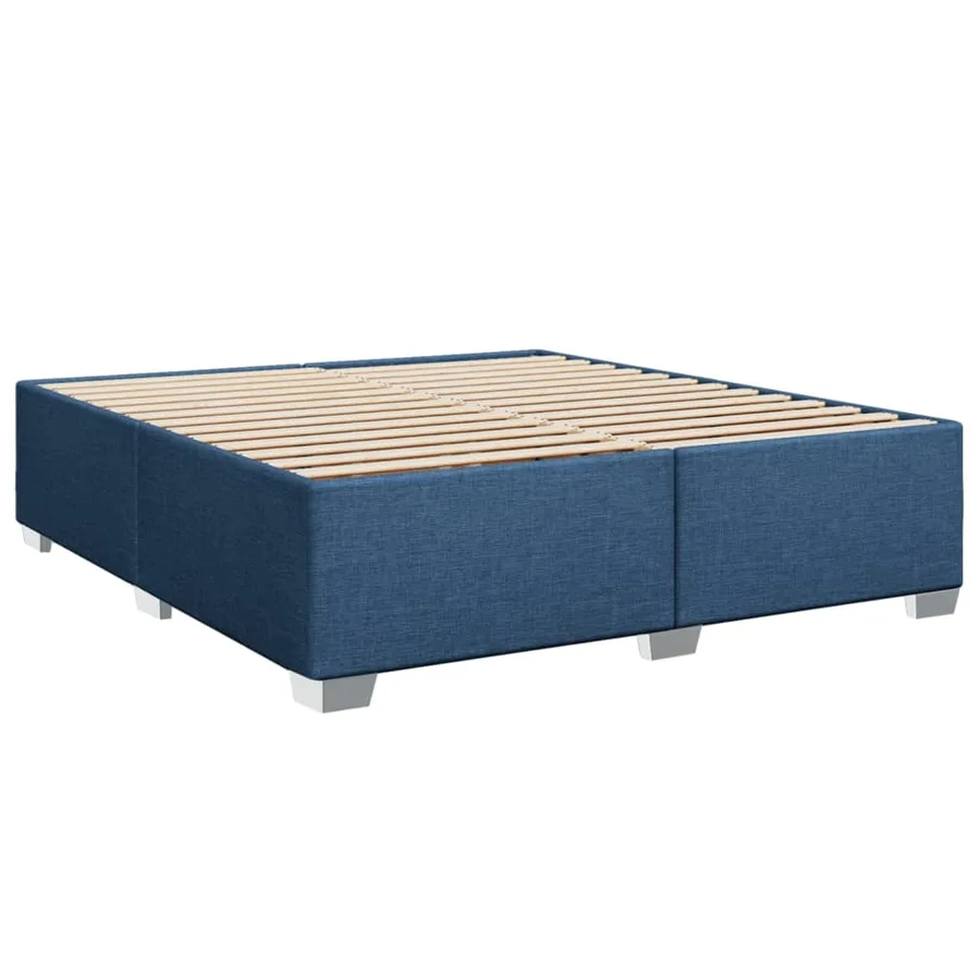 Sommier à lattes de lit avec matelas Bleu 200x200 cm Tissu - 5