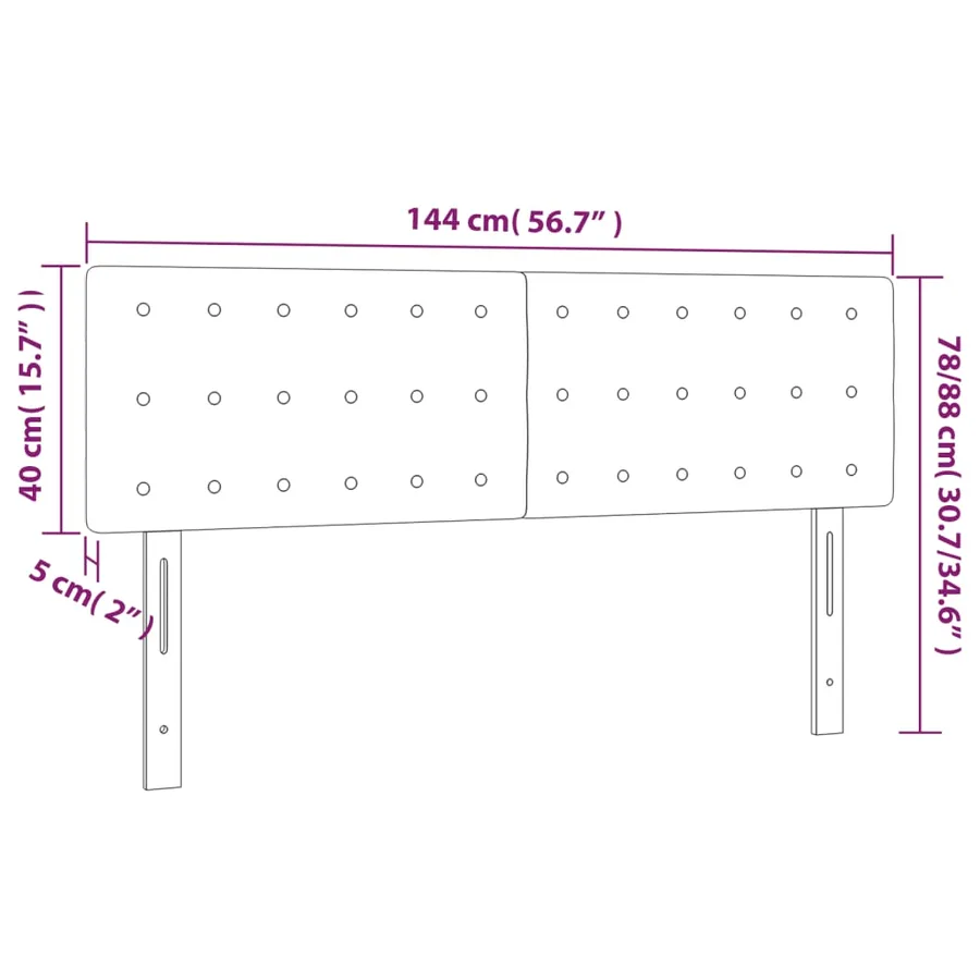 Têtes de lit Crème 144x5x78/88 cm Tissu - 8