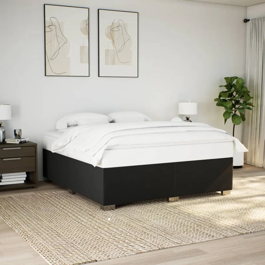 Sommier à lattes de lit avec matelas Noir 200x200 cm Tissu - 3