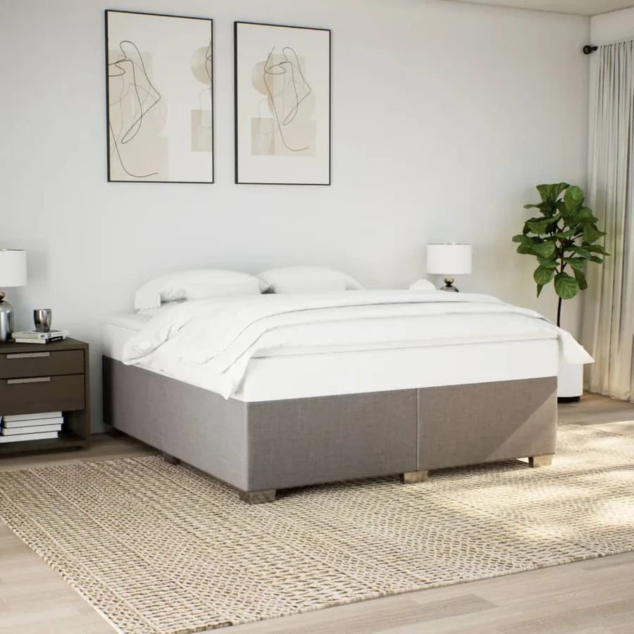 Sommier à lattes de lit avec matelas Taupe 200x200 cm Tissu - 3