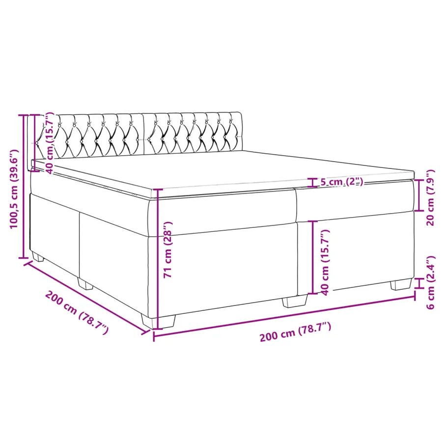 Sommier à lattes de lit avec matelas Crème 200x200 cm Tissu - 13
