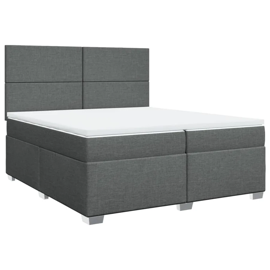 Sommier à lattes de lit avec matelas Gris foncé 200x200cm Tissu - 2