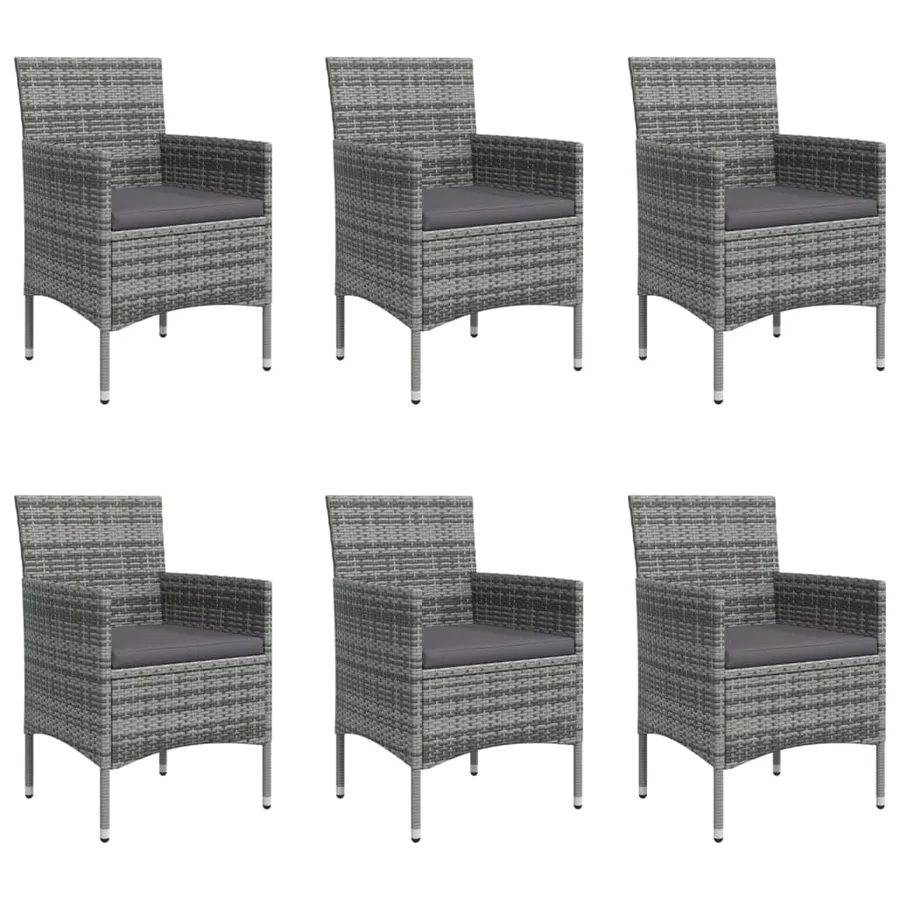 Ensemble à manger de jardin coussins 7pcs Gris et noir - 4