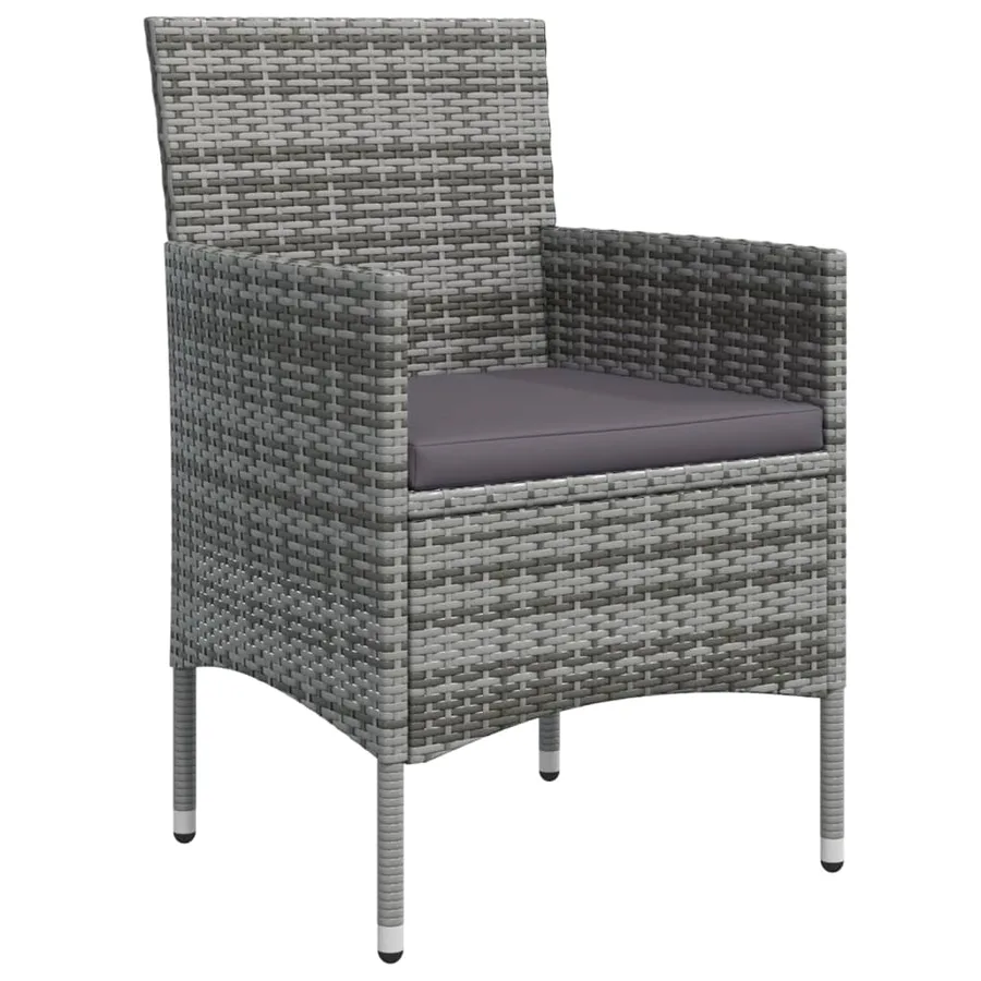 Ensemble à manger de jardin coussins 7pcs Gris et noir - 5