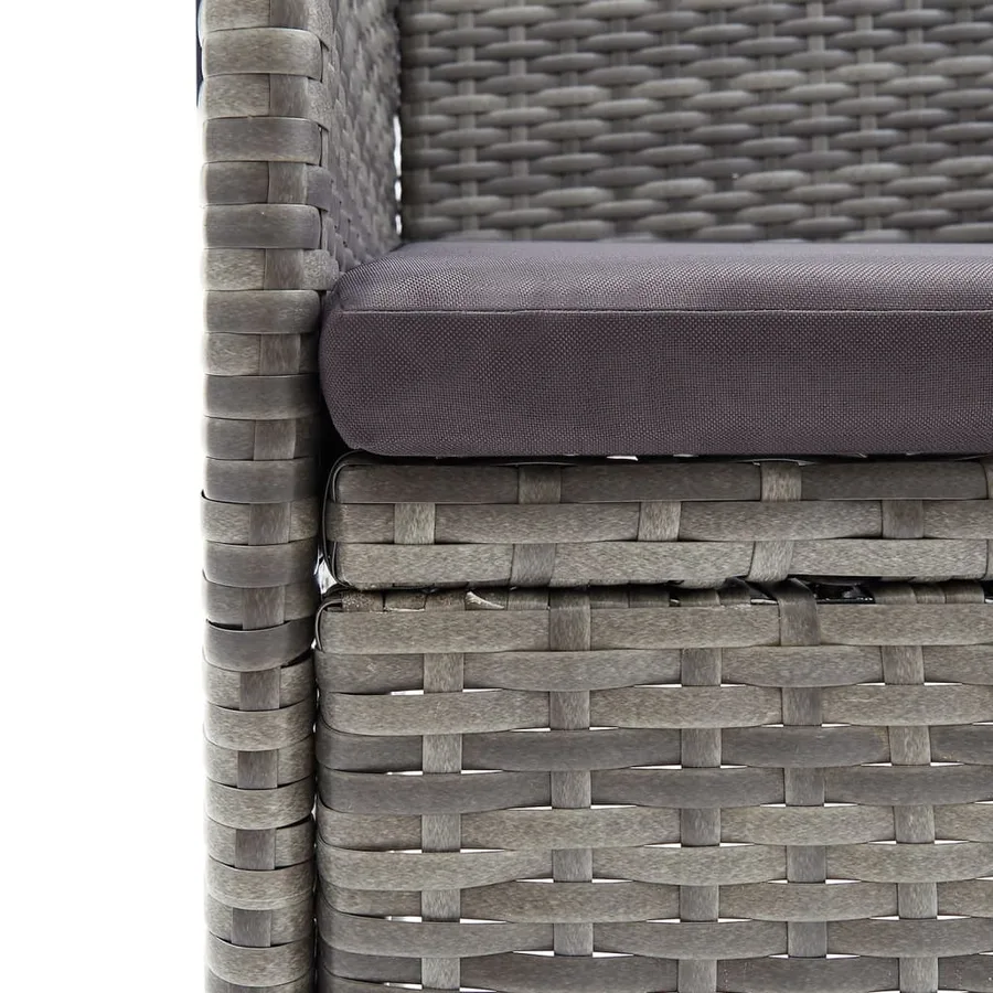 Ensemble à manger de jardin coussins 7pcs Gris et noir - 6