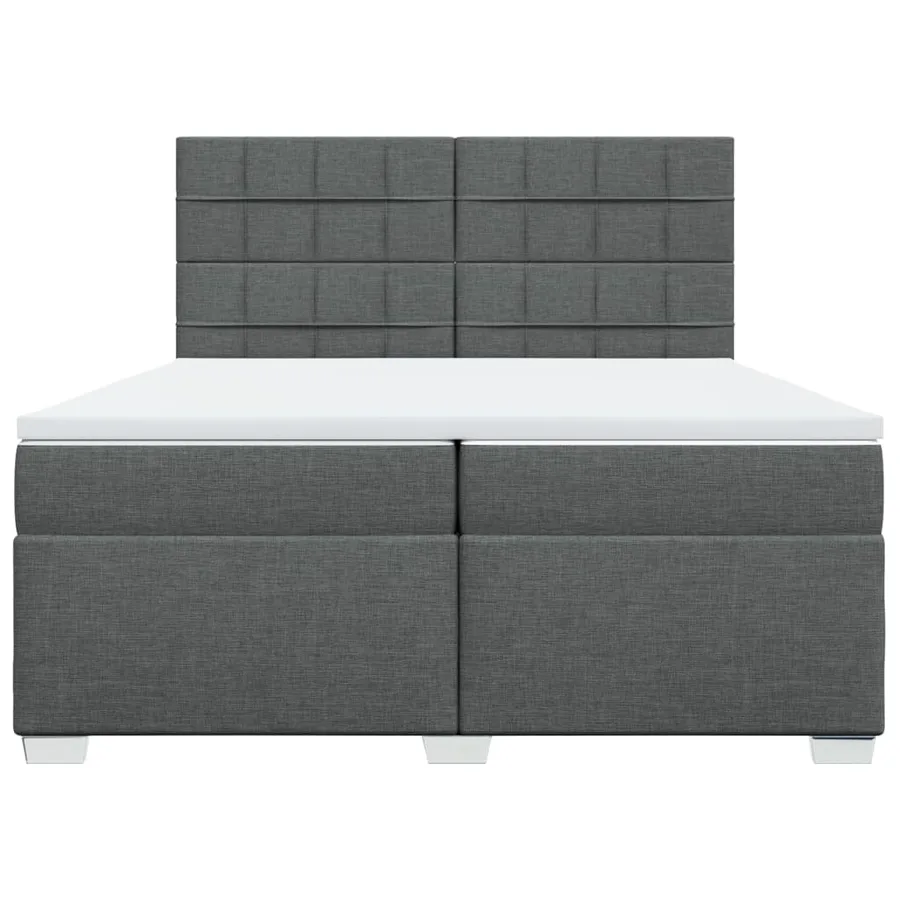 Sommier à lattes de lit avec matelas Gris foncé 200x200cm Tissu - 4