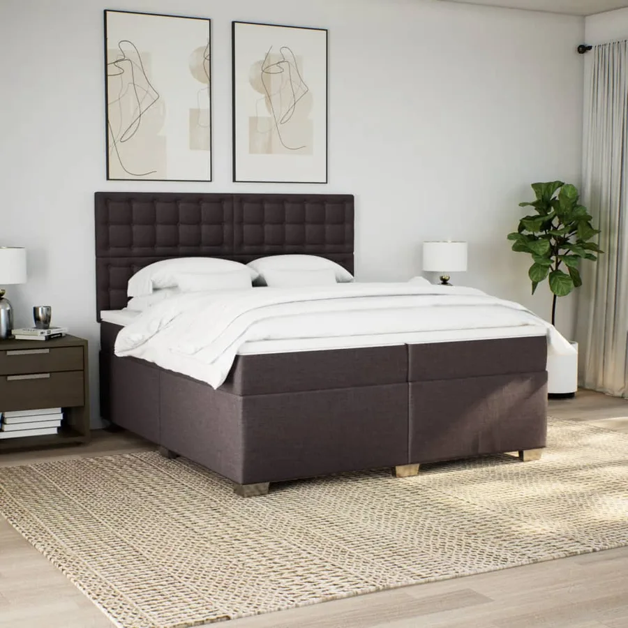 Sommier à lattes de lit avec matelas Marron foncé 200x200 cm - 3
