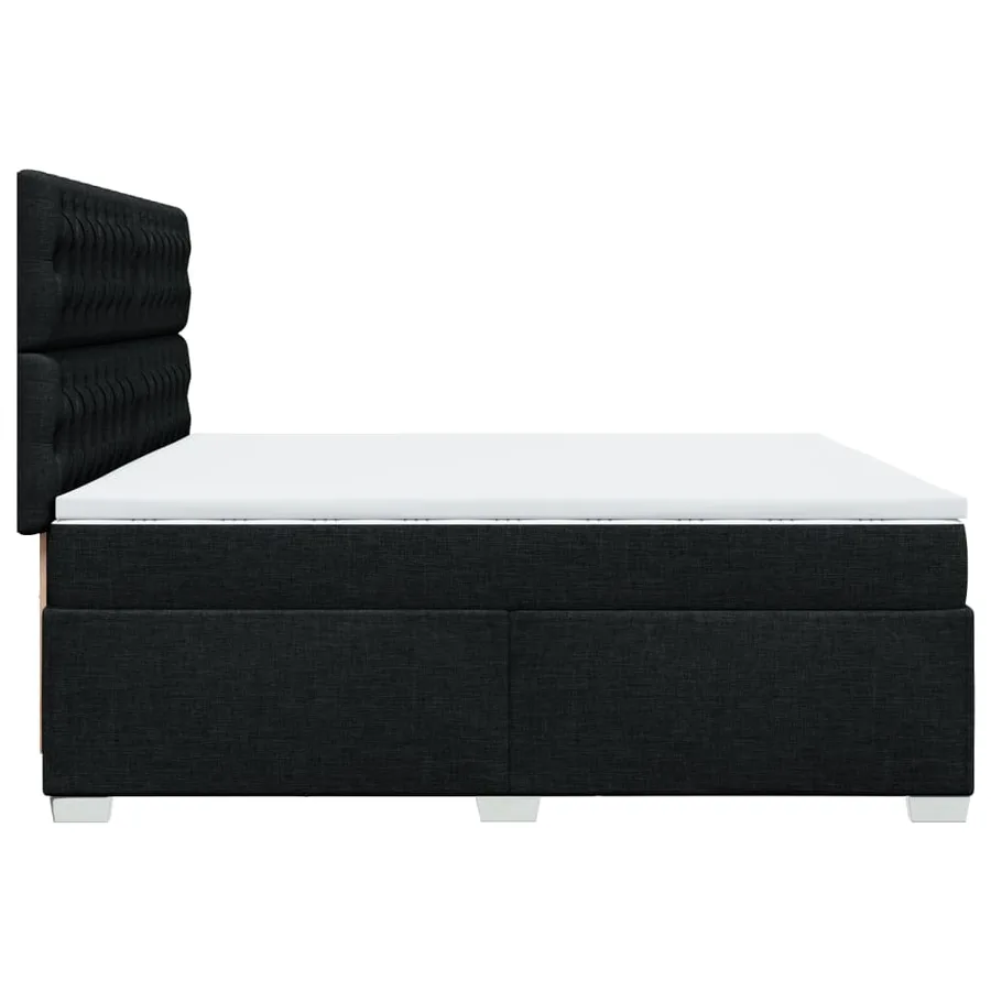 Sommier à lattes de lit avec matelas Noir 200x200 cm Tissu - 9