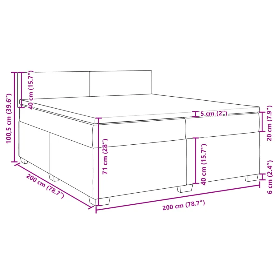 Sommier à lattes de lit avec matelas Gris clair 200x200cm Tissu - 13